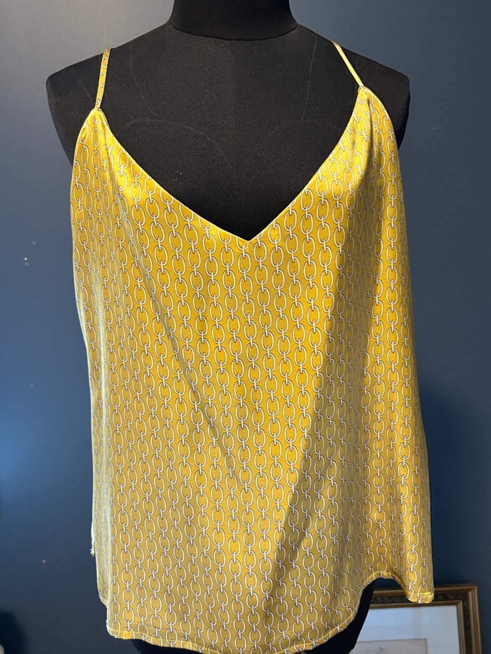 L’Agence Gold Silk Printed Spaghetti Strap Cami Top NWT
